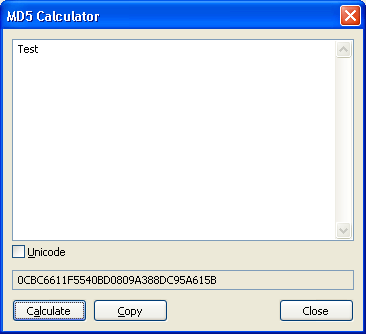MD5 Calculator dialog